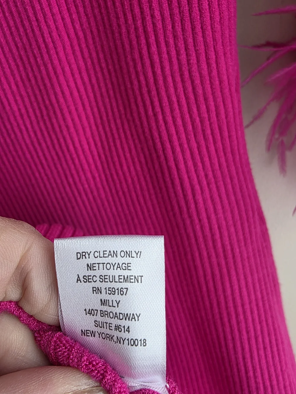 Milly Hot Pink Ribbed Feather Cuff Off-the-Shoulder Sweater EUC - Picture 13 of 13